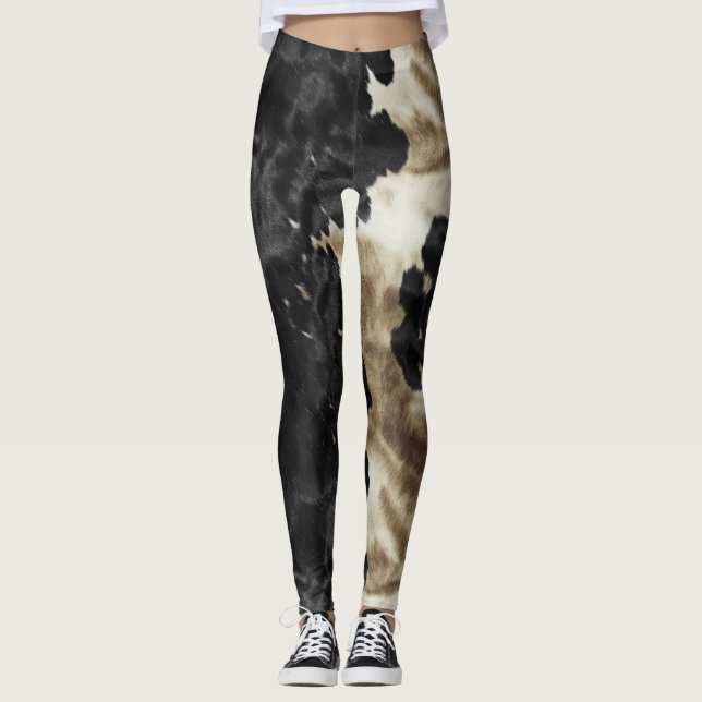 Black Gold Creme Western Cowhide Leggings (Vorderseite)