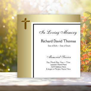 Black Gold Cross in Love Memory Memorial Einladung