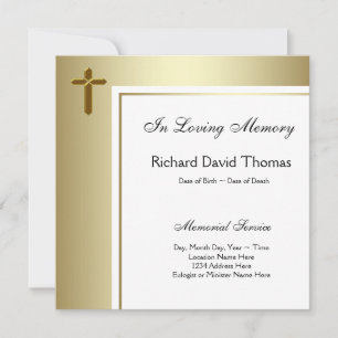 Black Gold Cross in Love Memory Memorial Einladung