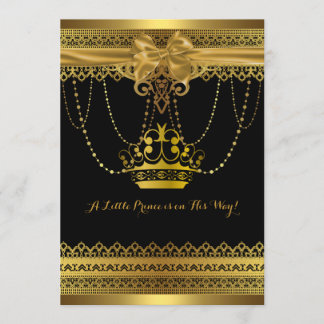 Black & Gold Crown Baby Dusche Einladung