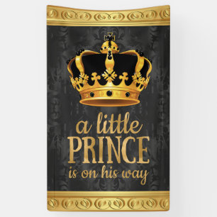 Black Gold Crown Prince Baby Dusche Banner