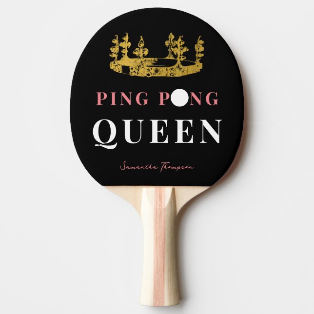 Black Gold Crown Table Tennis Queen Personalized  Tischtennis Schläger (Vorderseite)