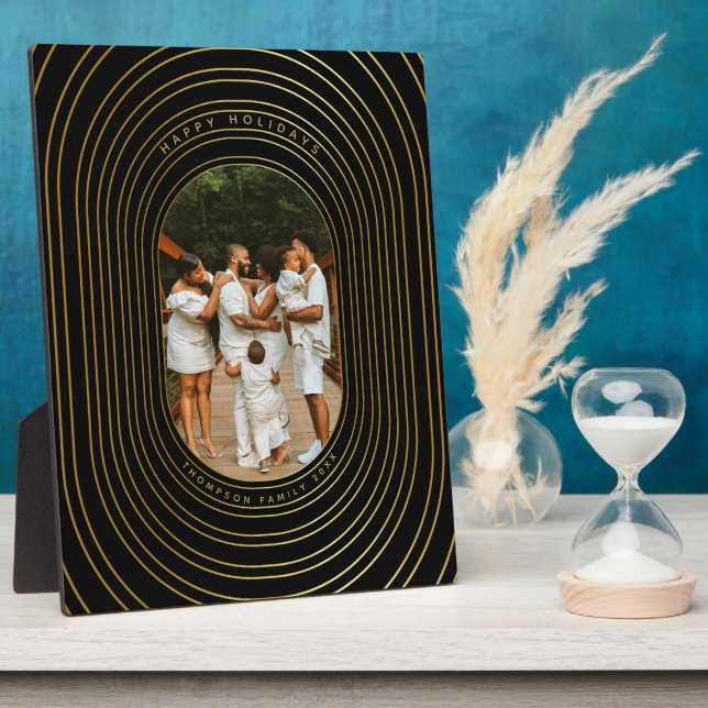 Black Gold Custom Foto Family Weihnachten Fotoplatte (Seite)