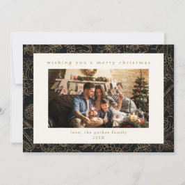 Black & Gold Custom Foto Weihnachtskarte Feiertagskarte