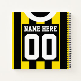 Black & Gold Custom Jersey Template Soccer Rugby Notizbuch