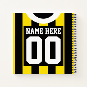 Black & Gold Custom Jersey Template Soccer Rugby Notizbuch