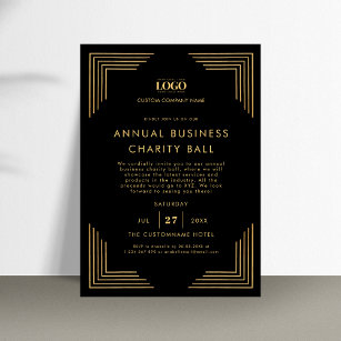 Black Gold Custom Logo Business Event Party Einladung
