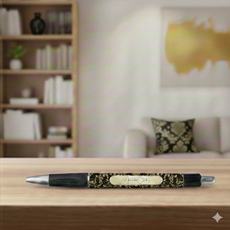 Black Gold Custom Name Dark Academia Kugelschreiber