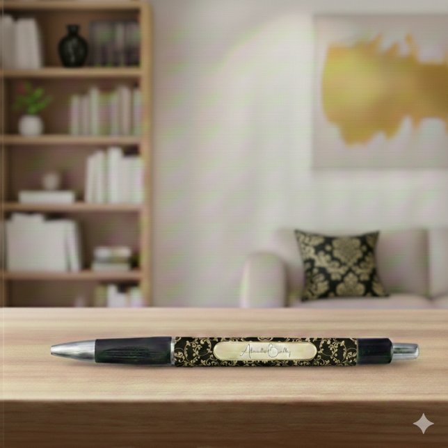 Black Gold Custom Name Dark Academia Kugelschreiber (Von Creator hochgeladen)