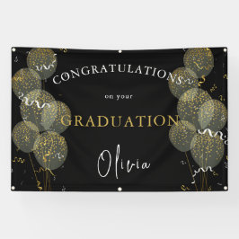 Black & Gold Custom Party Personalisierter Abschlu Banner