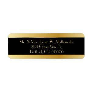 Black & Gold Custom Wedding Rücksendeadressen-Aufk