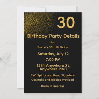 Black & Gold Customizable Party Details Card  Einladung