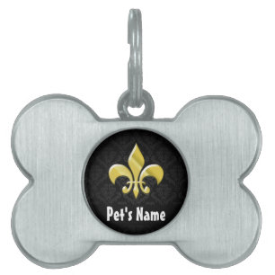 Black/Gold Damask Fleur de Lis Tiermarke