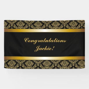Black Gold Damask Glückwunsch Banner