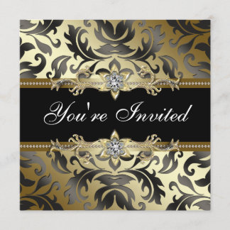 Black Gold Damask Jeden Anlaß-Party Einladungen