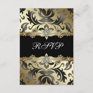 Black Gold Damask Jeder Anlass Party UAWG RSVP Karte