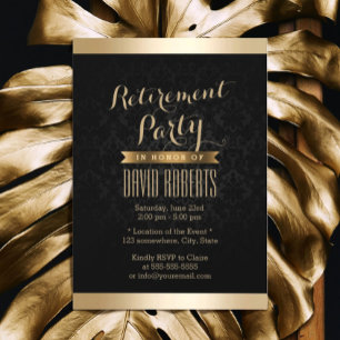 Black & Gold Damask Rente-Party Einladungen