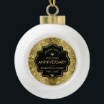 Black & Gold Damaskus 50. Hochzeitstag Keramik Kugel-Ornament<br><div class="desc">Eleganter schwarzer und glänzender goldener Hintergrund,  anpassbar 50. Hochzeitstag Template.</div>