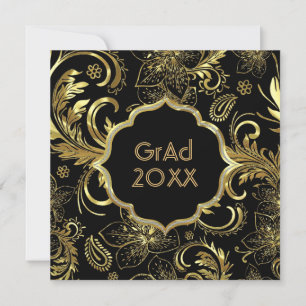 Black Gold & Damaskus Pattern-Elegant Grad Einladu Einladung