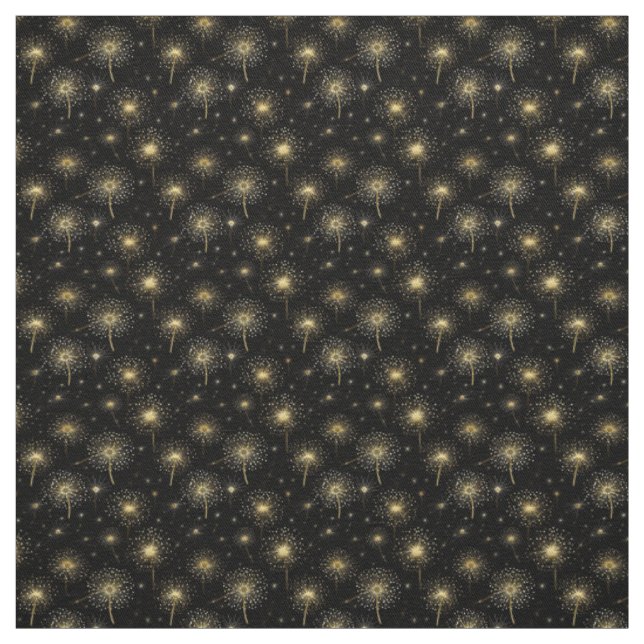 Black Gold Dandelion Sparkle Luxus Eleganz Stoff (Muster)