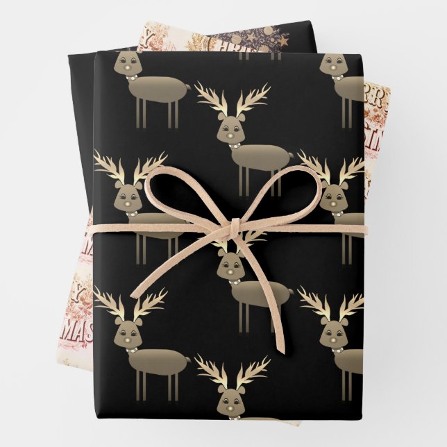 Black & Gold Dealer Weihnachtszettel Geschenkpapier Set (Beispiel)