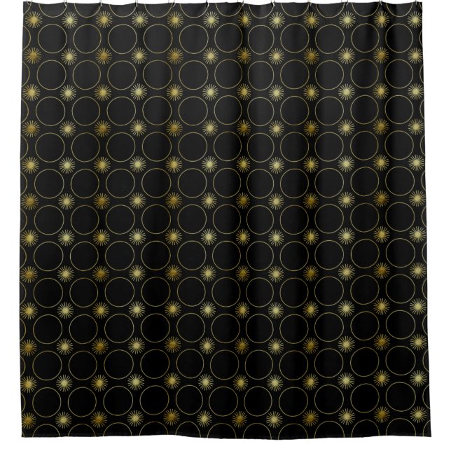 Black Gold Deko Abstrakt Geometric Muster Luxus Duschvorhang