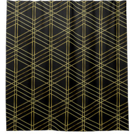 Black Gold Deko Abstrakt Geometric Muster Luxus Duschvorhang