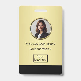 Black & gold design, Logo or Photo in gold circle, Ausweis