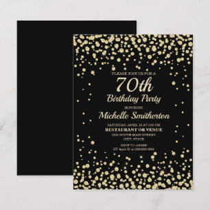 Black Gold Diamant Glitter Damen 70. Geburtstag Karte