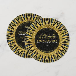 Black Gold Diamond Art Deco Glam Brautparty Einladung