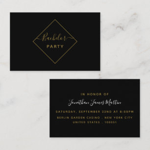 Black & Gold Diamond Bachelor Party Ticket Einladu