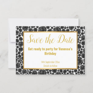 BLACK GOLD DIAMOND ELEGANT SAVE THE DATE RSVP KARTE