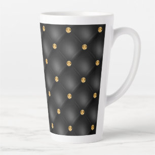Black Gold Diamond Tufted Latte Tasse