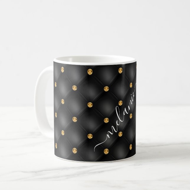 Black Gold Diamond tuftet Ihre Name Coffee Tasse (Vorderseite Links)