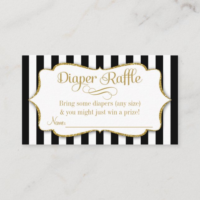 Black Gold Diaper Raffle Cards Boy Baby Dusche Begleitkarte (Vorderseite)