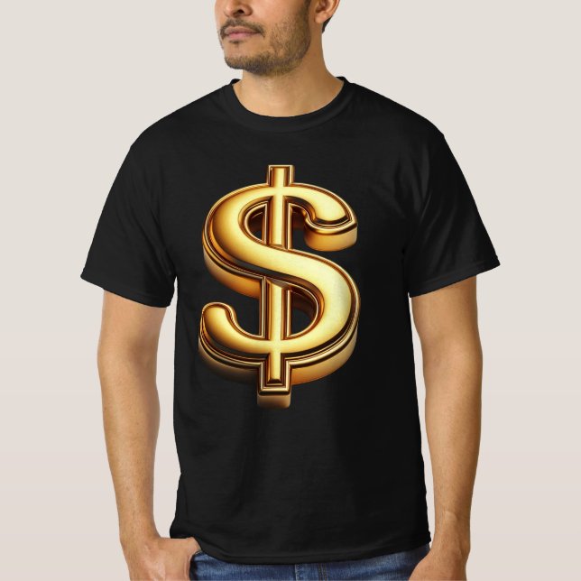 Black & Gold Dollar Sign Bling T-Shirt (Vorderseite)