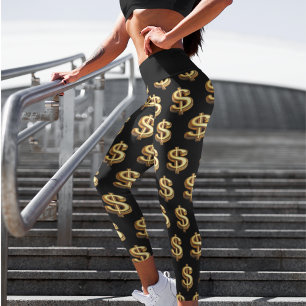 Black & Gold-Dollar-signales Yoga Capri Leggings