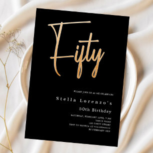 Black Gold Drehbuch elegant 50. Geburtstag Einladung