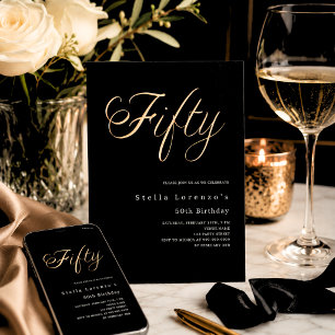 Black Gold Drehbuch eleganter 50. Geburtstag Luxus Einladung