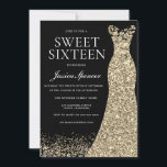 Black Gold Dress Sweet 16 Geburtstagsparty Einladung<br><div class="desc">Black Gold Dress Sweet 16 Geburtstagsparty Einladung Variationen zur Einladung und passende Artikel in unserem Shop</div>