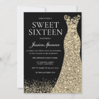 Black Gold Dress Sweet 16 Geburtstagsparty