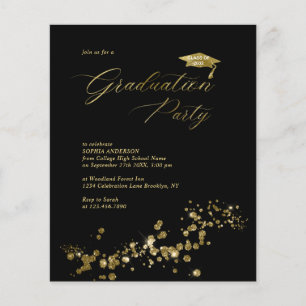 Black Gold Dust Confetti Graduation Party