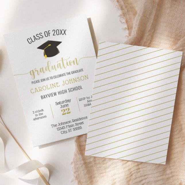 Black Gold Einfache Moderne Abschluss Einladung (Von Creator hochgeladen)