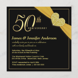Black Gold Einladungen zum 50. Hochzeitstag