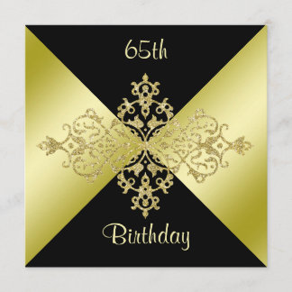 Black & Gold Elegance 65. Geburtstag Einladung