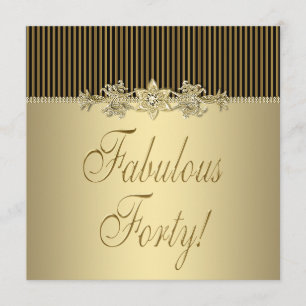 Black Gold Elegant Frauen 40. Geburtstag Party Einladung