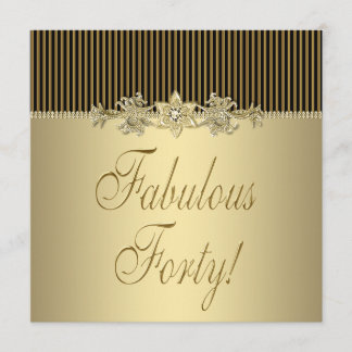 Black Gold Elegant Frauen 40. Geburtstag Party Einladung