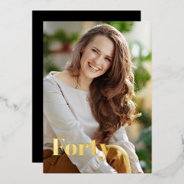 Black Gold Elegant Modernes Minimalistisch 40. Geb Folieneinladung