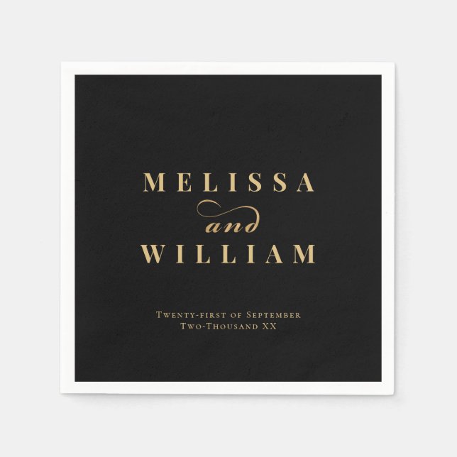 Black Gold Elegante Braut & Groom Wedding Serviette (Vorderseite)
