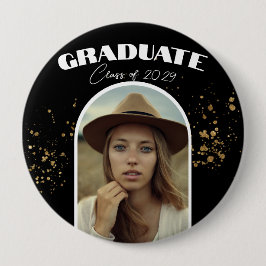 Black Gold Elegante Button Bildung Graduation Part